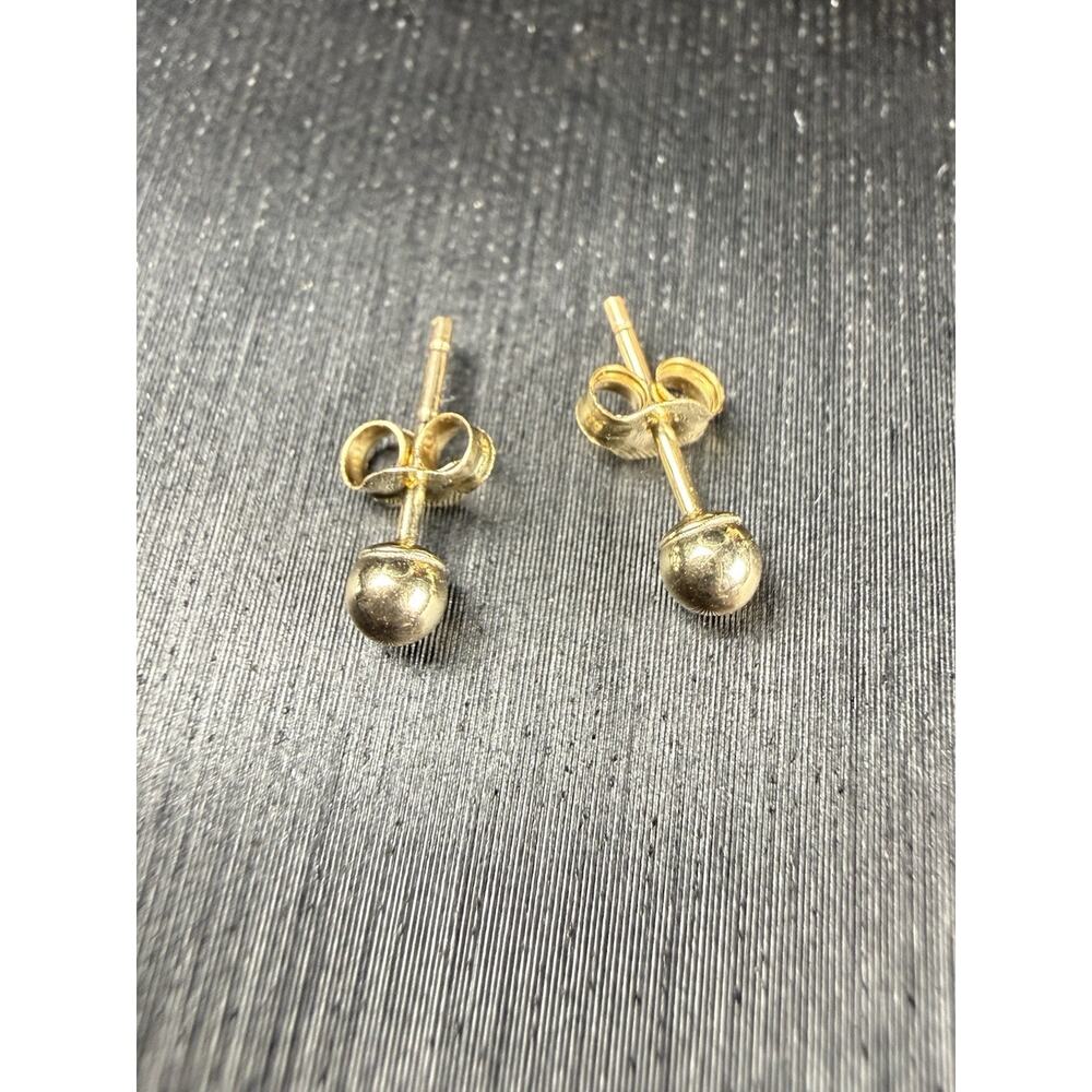 Jewelry 3mm Solid 14k Yellow Italian Gold Push Back Ball Studs Made In Italy